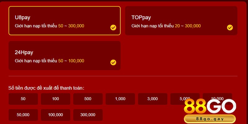 Dễ dàng lựa chọn nạp tiền qua thanh toán trực tuyến